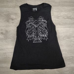 Pistol Packin Mama Black Graphic Top Size M